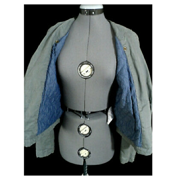 GAP Quilted Moto Jacket 6 Olive Green zipper cuffs - Picture 4 of 8